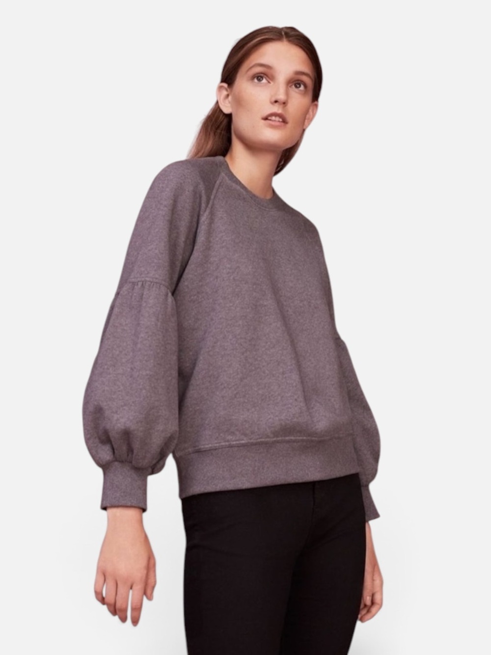 Burberry Cotton Bell Sleeve Sweatshirt in Mid Grey Melange